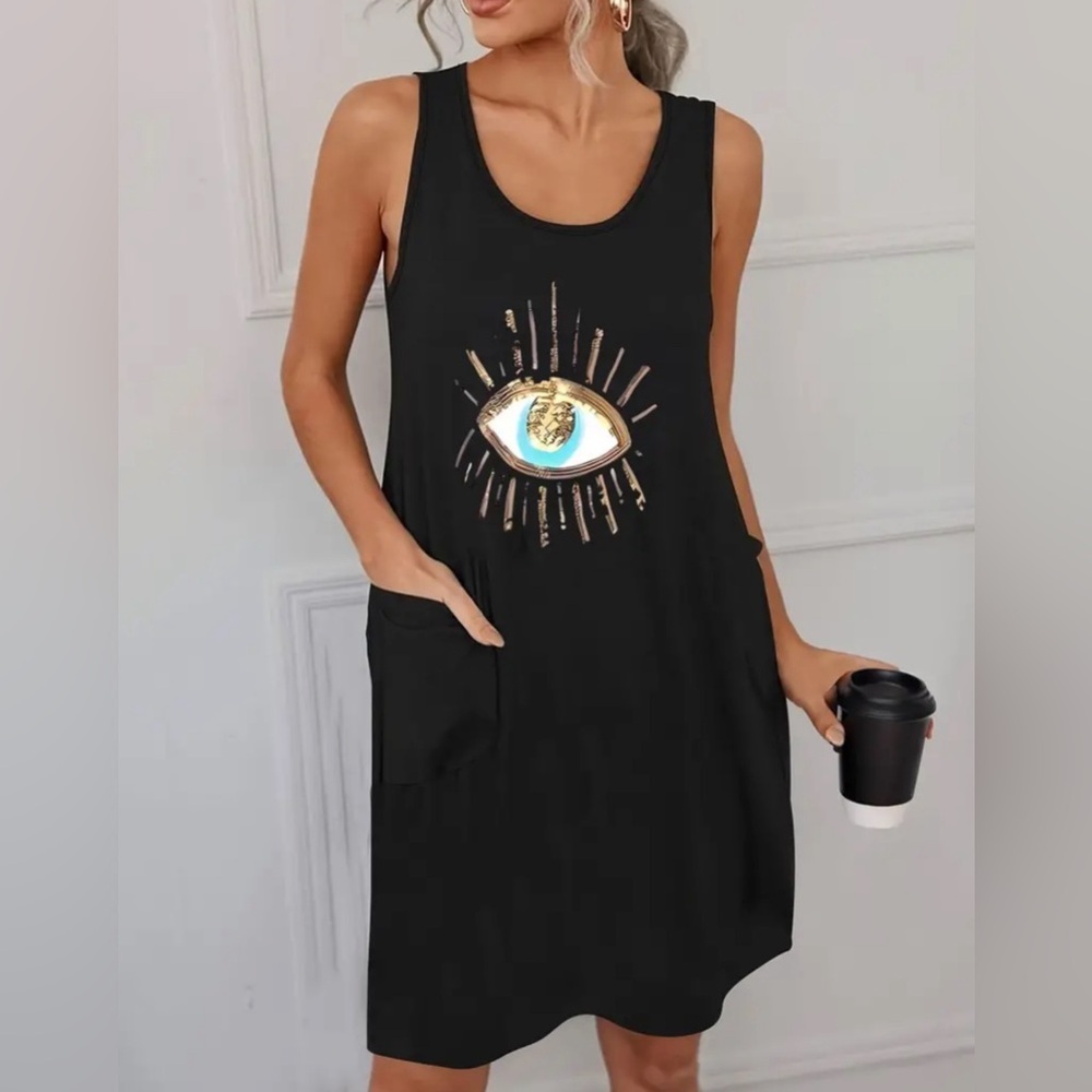 New boho eye dress with pockets so soft
